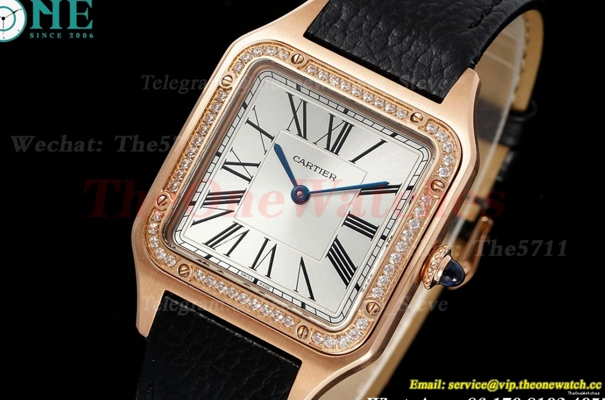 Santos RG Dumont LE Quartz AF Blk Dia Dial Silver 0228